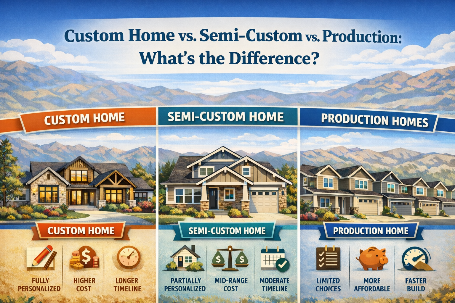 Custom Home vs. Semi-Custom vs. Production: What’s the Difference?