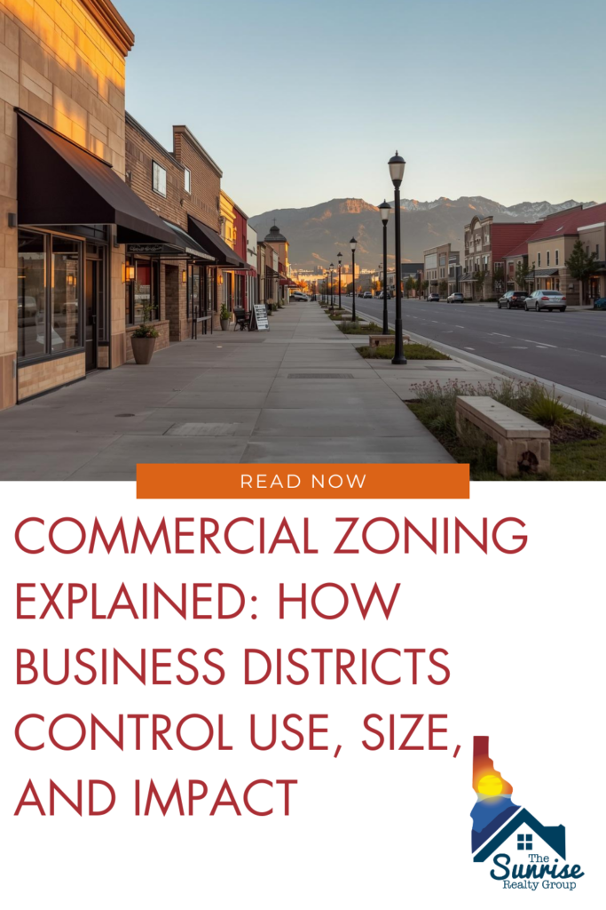 Commercial zoning explained in plain English. Learn how business districts regulate use, parking, setbacks, access, and development potential.