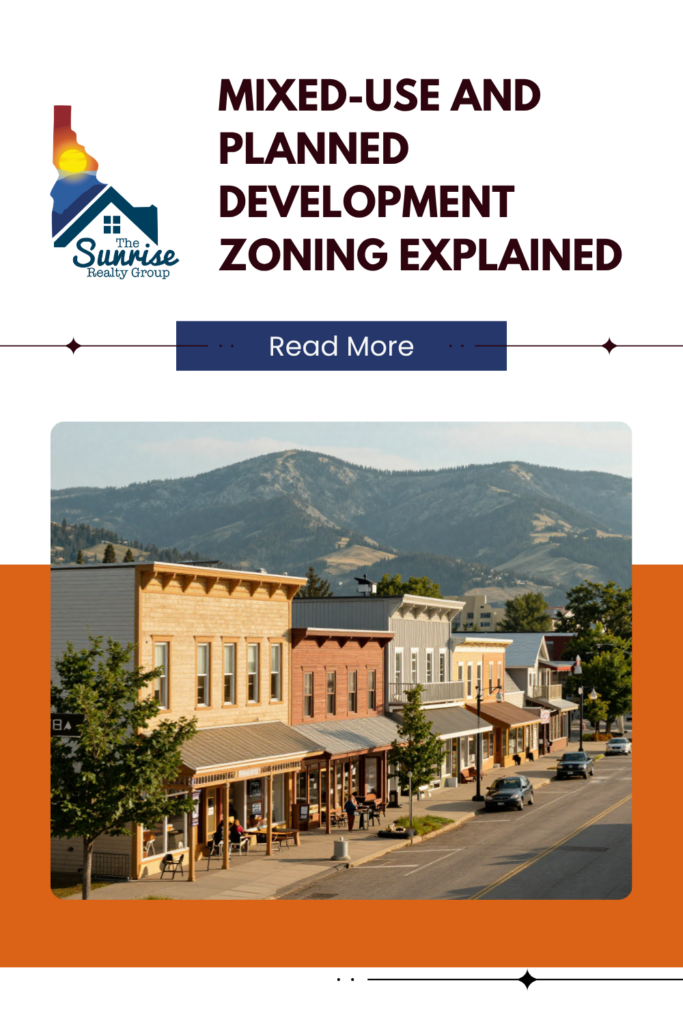 Mixed-use and planned development zoning explained for Idaho buyers, builders, and investors. Learn how Boise and Treasure Valley zoning rules affect land use, PUDs, site plans, approvals, infrastructure, and development flexibility.