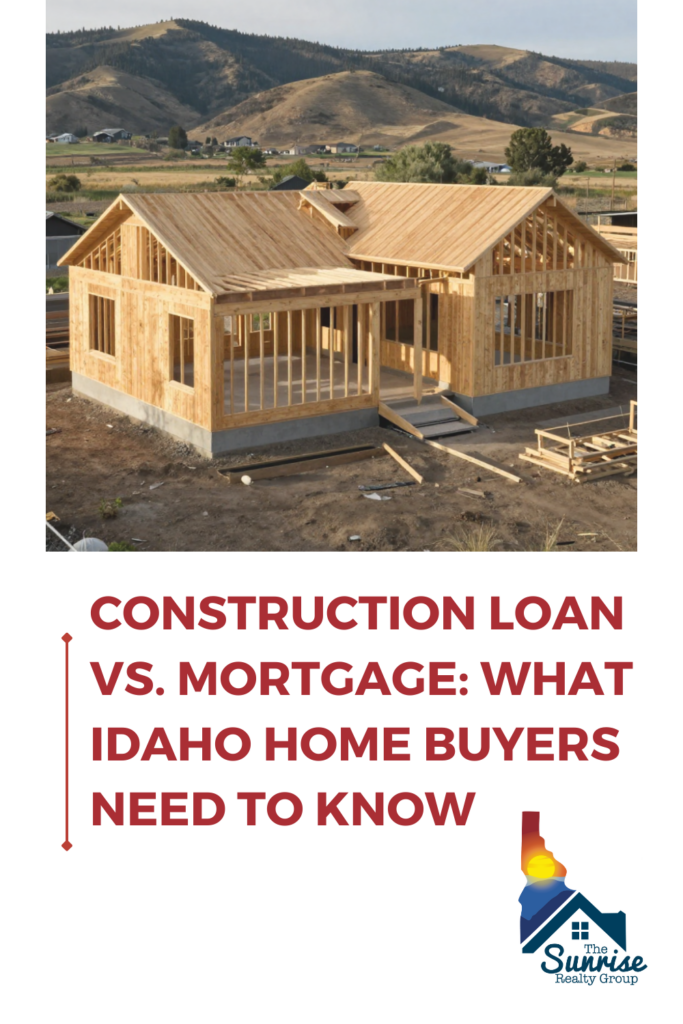 Compare a construction loan vs. mortgage and learn how each works for land, custom homes, new construction, and financing in Idaho.
